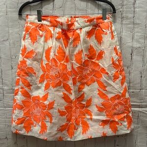 J. Crew Outlet NWT Neon Floral Flounce Skirt Size 6 A-line Knee Length Pockets